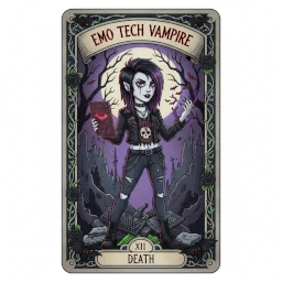 emo-ironic Tarot card of me as as Emo Tech Vampire